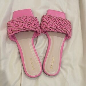 BAMBOO Pink Woven Women's Sandals